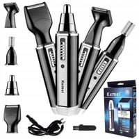 Maszynka trymer 4W1 DO WŁOSÓW BRODY nosa brwi KEMEI 4 nakładki +szczotka