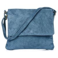 VERA PELLE torebka zamszowa listonoszka z klapą V480 c.jeansowa