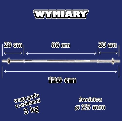 GRYF prosty 120 cm X 25 mm sztanga na Arena.pl