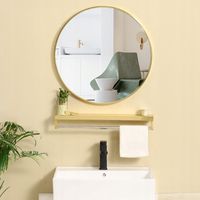 LUSTRO ŚCIENNE OKRĄGŁE STYLOWE ŁAZIENKOWE ZŁOTA RAMA ŚREDNICA SOLIDNE 60 CM