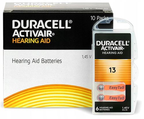 36x BATERIE DO APARATÓW SŁUCHOWYCH DURACELL ACTIVAIR TYP 13 na Arena.pl
