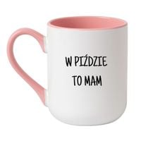KUBEK "W PIŹDZIE TO MAM" Wzór - Elegant Biało-Różowy 330 ml
