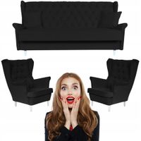 Zestaw wypoczynkowy do salonu z funkcją spania Gaja CZARNY Family Meble