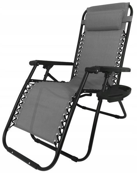 HIT!2X WZMACNIANY Super Leżak ZERO GRAVITY szary zdjęcie 1