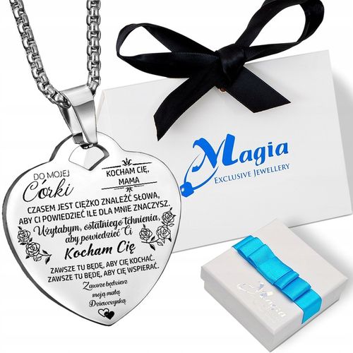 Srebrny Łańcuszek Zawieszka SERCE NASZYJNIK DLA CÓRKI OD MAMY Grawer BOX na Arena.pl