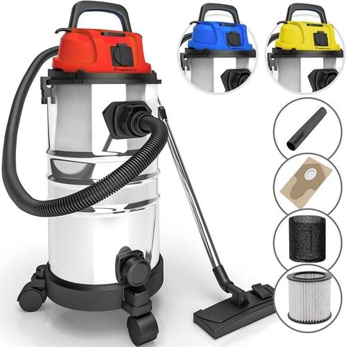 TIMBERTECH Odkurzacz przemysłowy 1300 W, 30 litrów, czerwony na Arena.pl