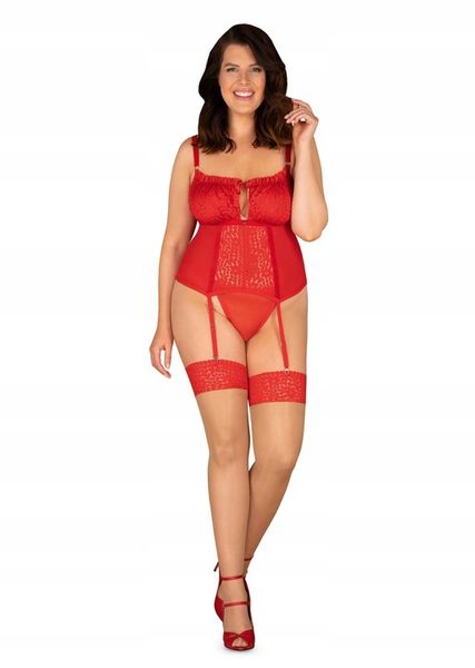 Obsessive Blossmina Gorset Plus Size Red 4XL/5XL zdjęcie 8