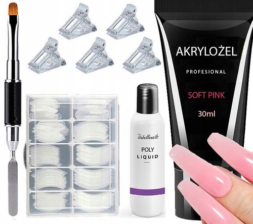 Zestaw akrylożel 30ml + dual formy 120szt + pędzelek i liquid do paznokci na Arena.pl