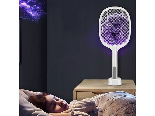 Elektryczna łapka na muchy komary rażąca prądem 2w1 kwadratowa ładowarka na Arena.pl