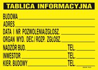 TABLICA INFORMACYJNA BUDOWLANA 690*460MM - TAB TB1