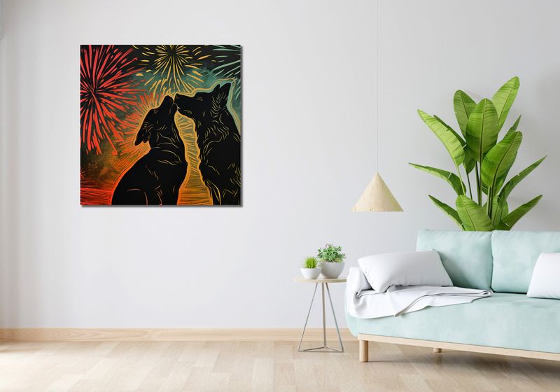 Obraz 90x90cm Psi Uścisk zdjęcie 2