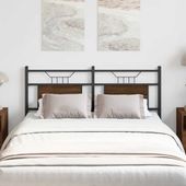 Zagłówek Brązowy Dąb 137 cm Drewno i stal konstrukcyjna