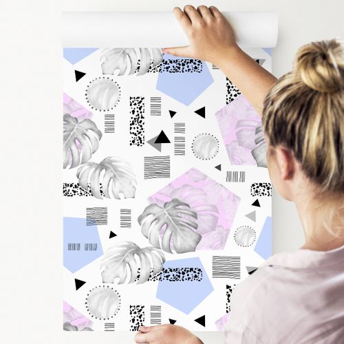 Tapeta wzory geometryczne liście do sypialni salon na Arena.pl