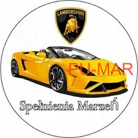 Opłatek na tort Urodziny Lamborghini Samochód Auto Logo Fura Bryka 18 30 40
