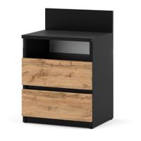 Szafka Nocna Dla Dzieci 2 Szuflady Stolik Loft Sypialnia Czarny Dąb Wotan