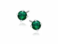 DELIKATNE SREBRNE OKRĄGŁE KOLCZYKI WKRĘTKI 4MM SZMARAGDOWA CYRKONIA