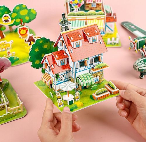 6x Miniaturowy domek 3D PUZZLE DIY ZABAWK dla dzieci Prezent na Arena.pl
