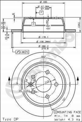 TARCZA HAM TYL 280X10 P BREMBO na Arena.pl