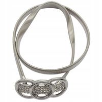 Pasek damski sprężynka 3 kółka na prostokącie z cyrkoniami kolor srebrny