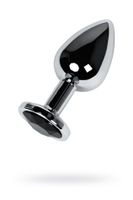 Silver Anal Plug Toyfa Metal With Black Round-Shaped Gem