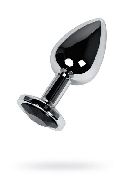 Silver anal plug TOYFA Metal with black round-shaped gem zdjęcie 1