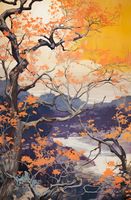 Plakat 53x81cm Złota Jesień nad Jeziorem