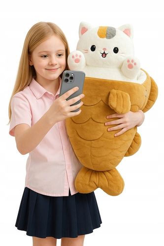 MEGA HIT! KOTEK W RYBIE – MASKOTKA 2w1 MIĘKKI PLUSZAK 50CM !!! na Arena.pl