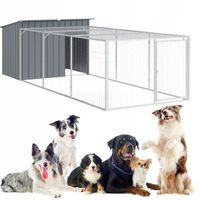 BUDA DLA PSA PSÓW Z WYBIEGIEM ZAGRODĄ 153X396X110CM STALOWA SOLIDNA
