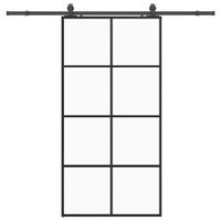 Drzwi przesuwne z zestawem okuć czarne 102,5x205 cm ESG szkło