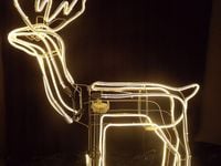 DUŻY JASNY RENIFER NEON LED XXL 125 cm CIEPŁO B. Z RUCHOMĄ GŁOWĄ