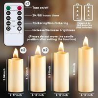 Zestaw 6 świec LED+ timer+pilot, zewnętrzne wodoodporne-4rozmiary