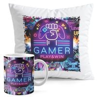 ZESTAW KUBEK + PODUSZKA DRUK - GAMER GAMEPAD GAMBLING GRY