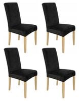 Zestaw 4Szt. Pokrowiec Na Krzesło Czarny Welur Elastczyny [21Wc-4Szt]