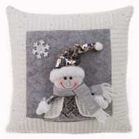 Poszewka dekoracyjna KEVIN 40x40 Eurofirany biała srebrna z trójwymiarowym bałwankiem