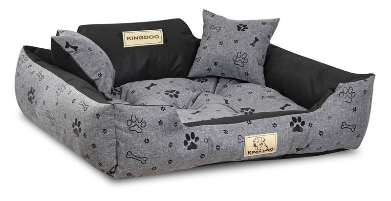 Legowisko dla psa kojec KINGDOG 75x65 cm wodoodporne kości czarne zdjęcie 3