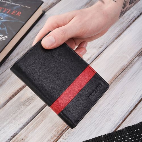 portfel męski skórzany pionowy czarny klasyczny brodrene g-117mn/blred na Arena.pl