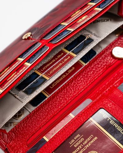 Portfel damski skórzany PETERSON duży czerwony super pojemny RFID STOP kart na Arena.pl