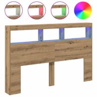 Zagłówek z półkami i LED, dąb artisan, 160x17x102 cm