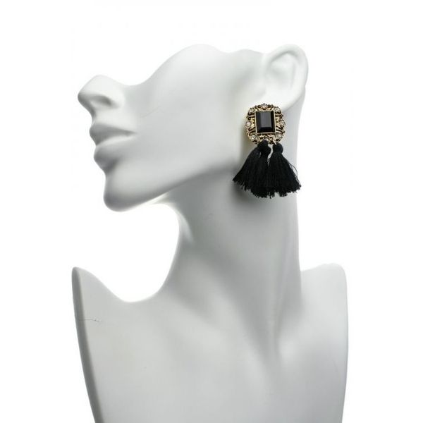 Kolczyki Chwosty Kryształ Gothic Czerń K637Cz zdjęcie 2