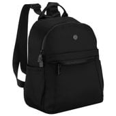 mały, czarny plecak damski wykonany z poliestru, jednokomorowy