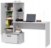 Nowoczesne biurko z regałem REGI BIAŁY REGAŁ BIURKO SZUFLADA UCHWYTY