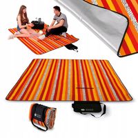 PIKNIKOWY KOC polarowy Z IZOLACJĄ mata piknikowa NA PLAŻĘ 150x200cm +uchwyt