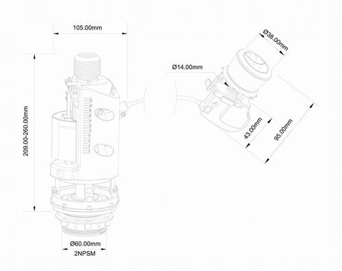 Dwufunkcyjny uniwersalny zawór spustowy spłukujący do Spłuczki 3/6L kompakt na Arena.pl