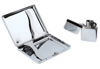 Zestaw Papierośnica + Zapalniczka Benzynowa na Prezent Rośliny z Paseczkami