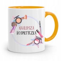 Kubek Żółty Dla Kosmetyczki Najlepsza Kosmetyczka Z Nadrukiem Ze Zdjęciem