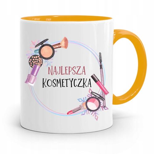Kubek Żółty Dla Kosmetyczki Najlepsza Kosmetyczka Z Nadrukiem Ze Zdjęciem na Arena.pl