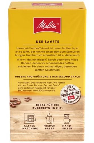 Melitta Harmonie Entcoff. bezkofeinowa kawa mielona 500g Import z Niemiec na Arena.pl