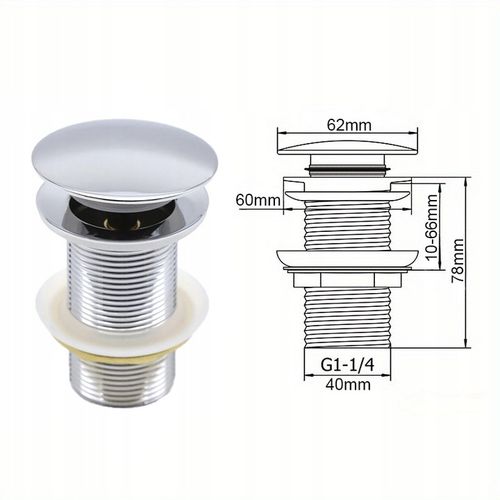 KOREK UMYWALKOWY AUTOMATYCZNY BEZ PRZELEWU klik klak SREBRNY na Arena.pl