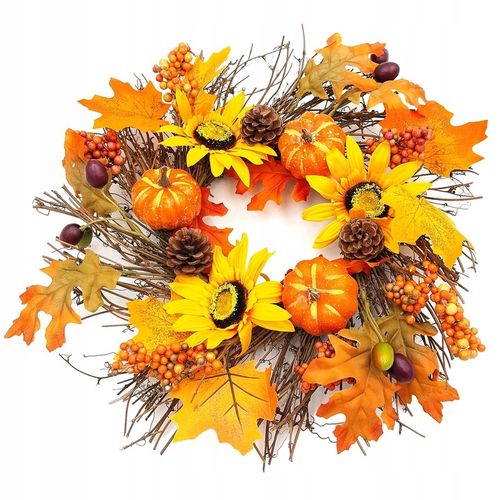 WIANEK JESIENNY STROIK NA DRZWI GIRLANDA DEKORACJA JESIENNA 40 cm na Arena.pl
