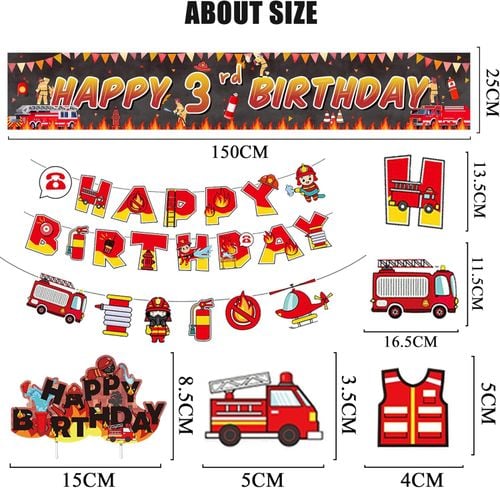 Zestaw Dekoracji Urodzinowych Strażak 3 Urodziny Balony Baner Strażacki na Arena.pl